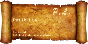 Petik Lia névjegykártya